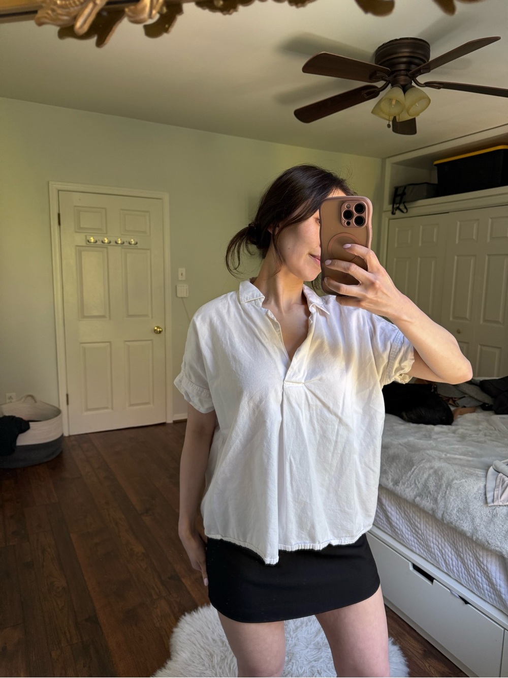 Madewell Crisp White Cotton Button-Neck Top